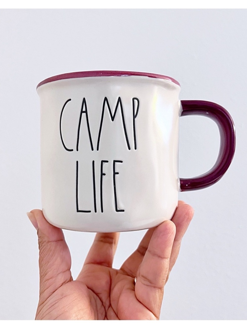Rae Dunn Camp Life Ceramic Mug with Plum Accent